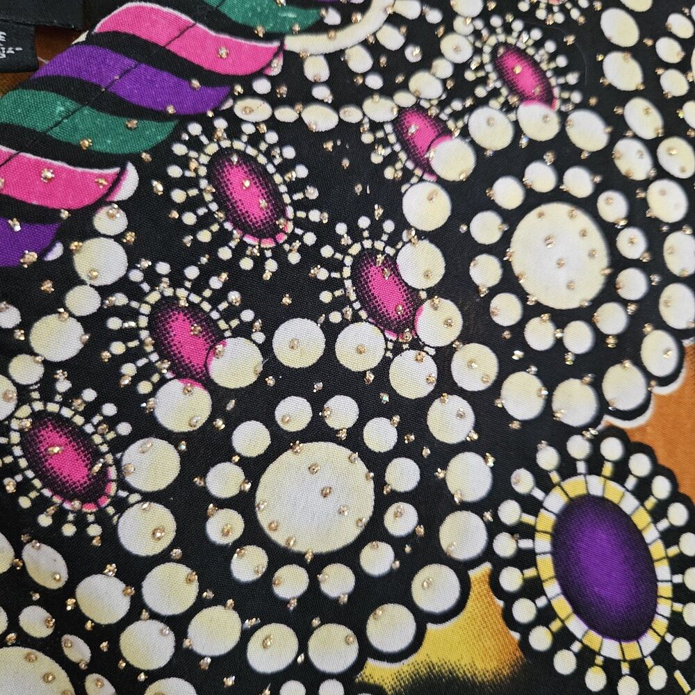 Good Times Caftan Dress One Size Colorful Polyester Kimono Sleeve Cruise Lounge - Picture 7 of 7
